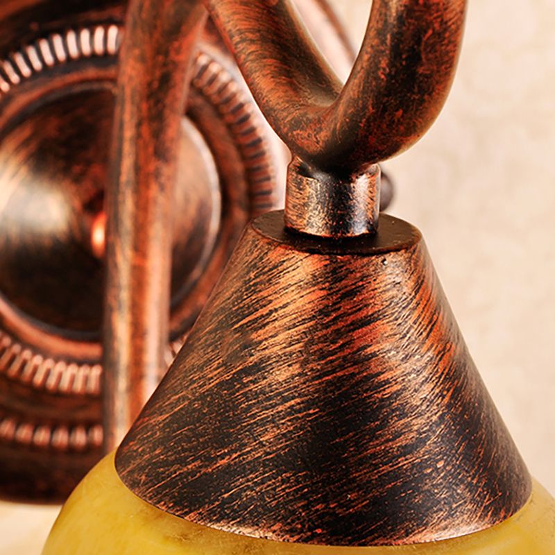 Bell Shade Indoor Wall Light Yellow Glass and Metal 1 Light Traditional Style Wall Lamp Fixture in Copper Finish