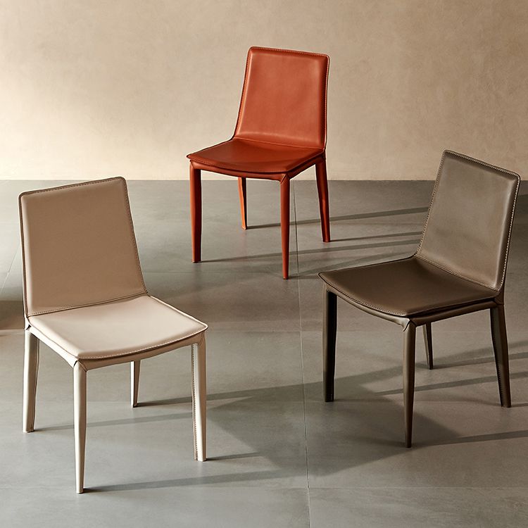 Contemporary Style Dining Chairs Armless Side Chairs with Metal Legs