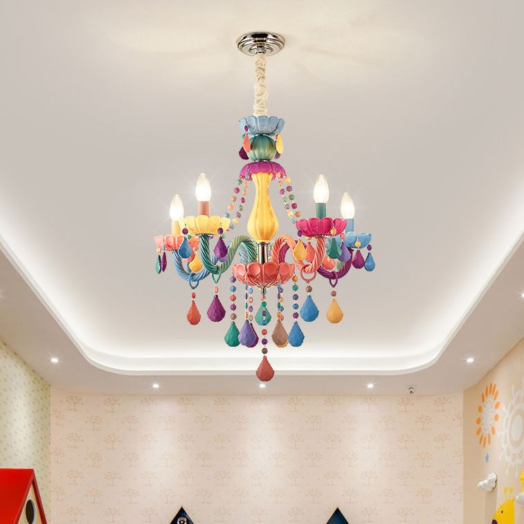 Candle Chandelier Light Nordic Macron Glass Living Room Hanging Pendant