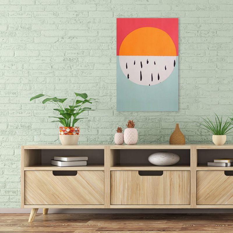 Colorido lienzo geométrico ilustrado para pared para dormitorio de niñas, naranja, varios tamaños