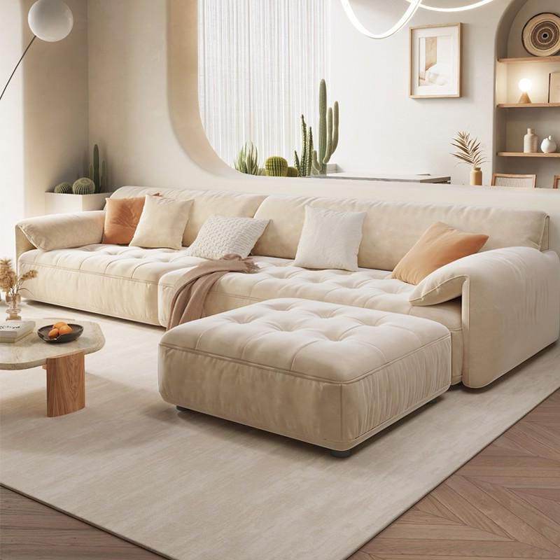 Pillow Top Arm Sectional Sofa in Solid Wood with Cushion Back