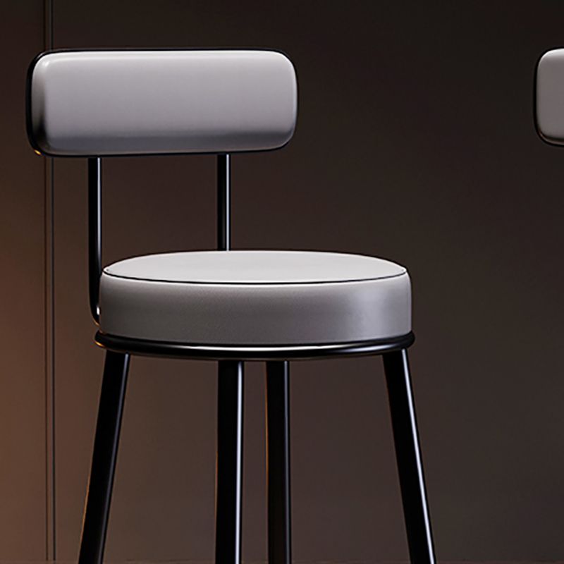 Industrial Leather Iron Counter Stools Low Back Bar Stools with Round Seat