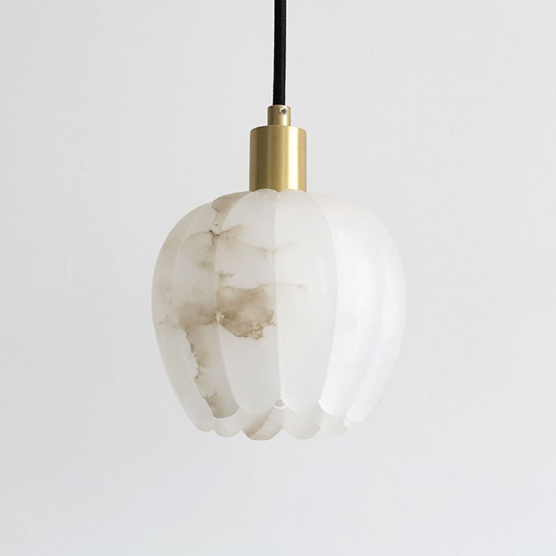 Pumpkin Pendant Lighting Fixture Minimalist-Style Stone White Hanging Light Fixture