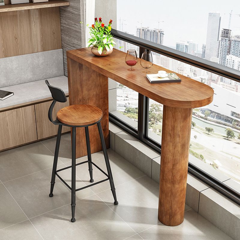 Industrial Style Wood 1/2 Pieces Bar Table Set Rectangle Bar Table for Home