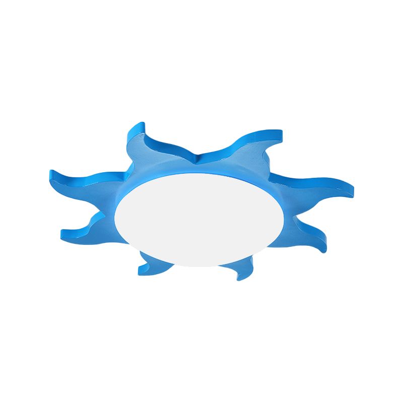 Luz de techo empotrada en forma de sol, luz de techo acrílica de madera de dibujos animados para jardín de infantes