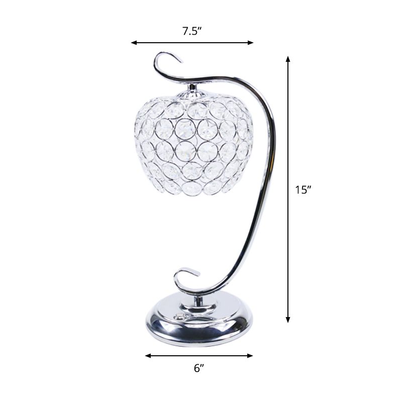Klarer kristallgewölbter Nachtlicht traditioneller Wohnzimmer LED -Tischlampe mit Wirbelarm
