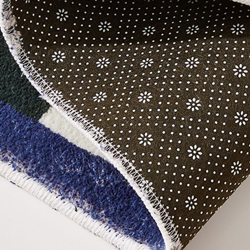 Dark Purple Grid Rug Polyester Nordic Rug Non-Slip Backing Rug for Home Decor