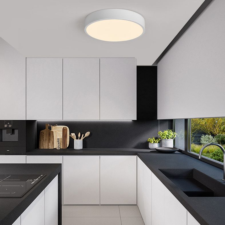 Macaron Round Flush Mount Ceiling Light Fixture with White Acrylic Shade