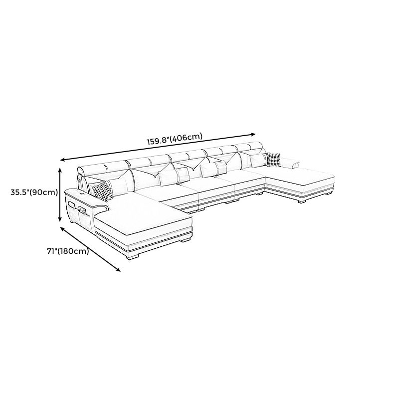 159.44" L x 70.86" W x 35.43" H Adjustable Faux Leather Pillow Top Arm Sectional