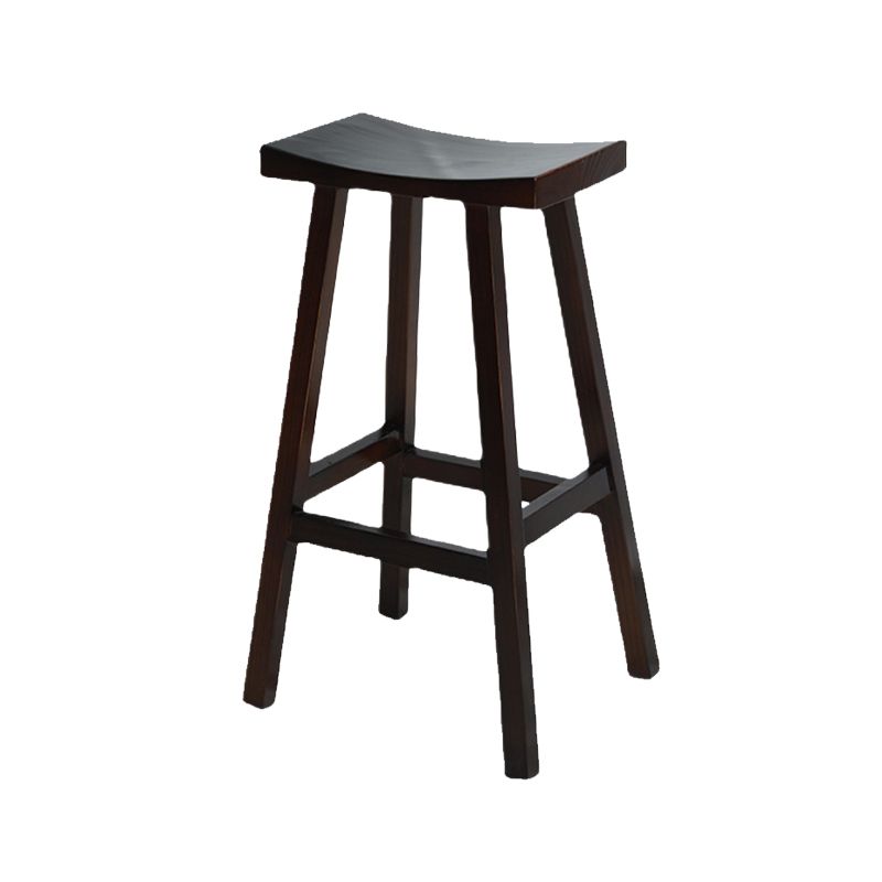Backless Contoured Seat Contemporary Solid Wood Bar Stool for Restaurant