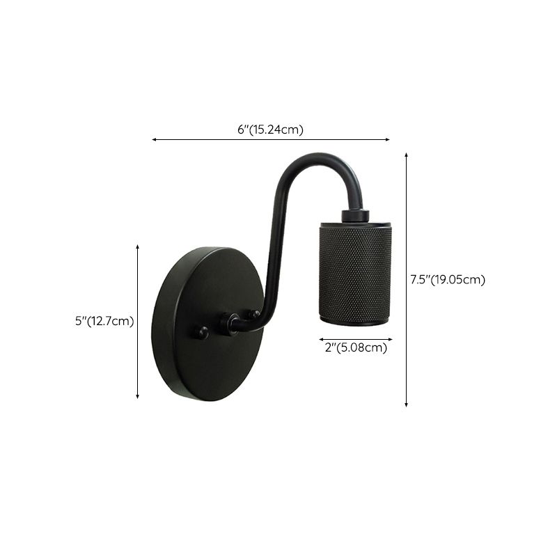 Modern Wall Sconce Cylinder Shape Wall Light with Metal Shade for Bedroom in Black