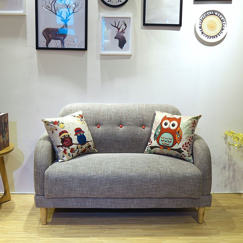 34.25"H Scandinavian Linen Square Arm Solid Color Tufted Loveseat Sofa for Apartment