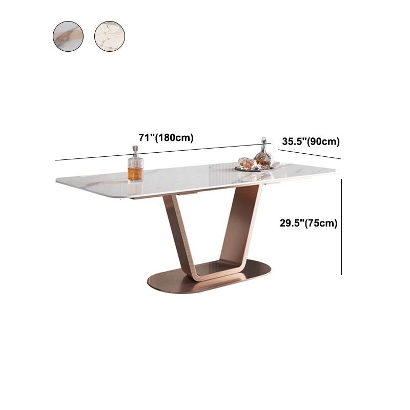 Rose Base Pedestal Casual Dining Table Rectangle Traditional Luxury Dining Table