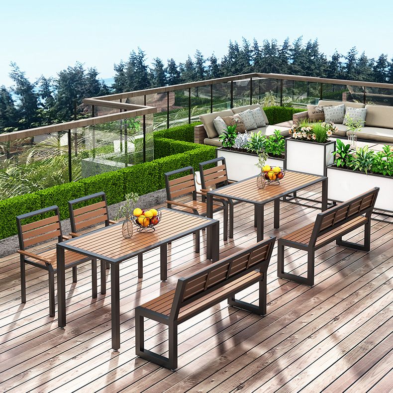 Modern Style 1/2/4 Pieces Rectangular Picnic Table Reclaimed Wood Patio Dining Table