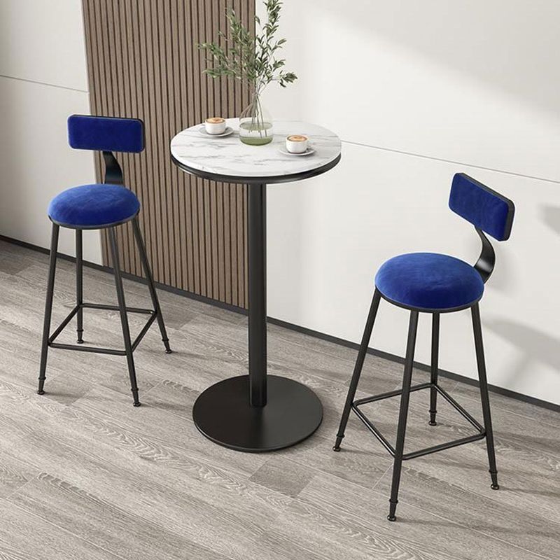Nordic Style Velvet Barstool Indoor Black Iron 4 Legs Bar Stool for Coffee Shop