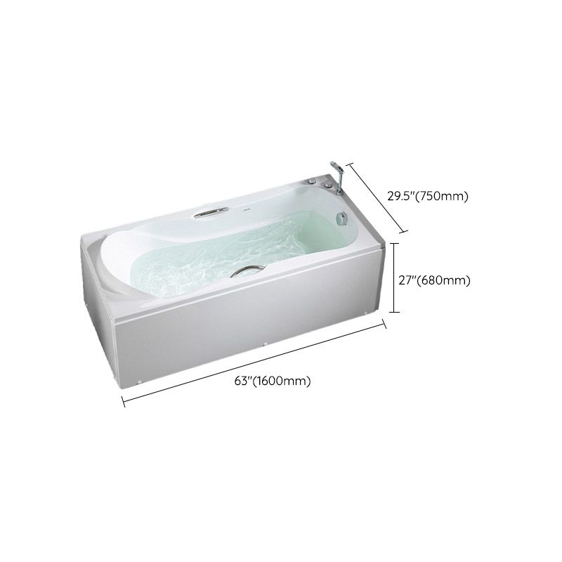 Modern Corner White Bathtub Acrylic Rectangle Back to Wall with Drain Bath Tub