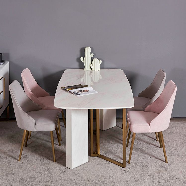 Glam Style Sintered Stone Dining Table with White Rectangle Shape Table for Home Use
