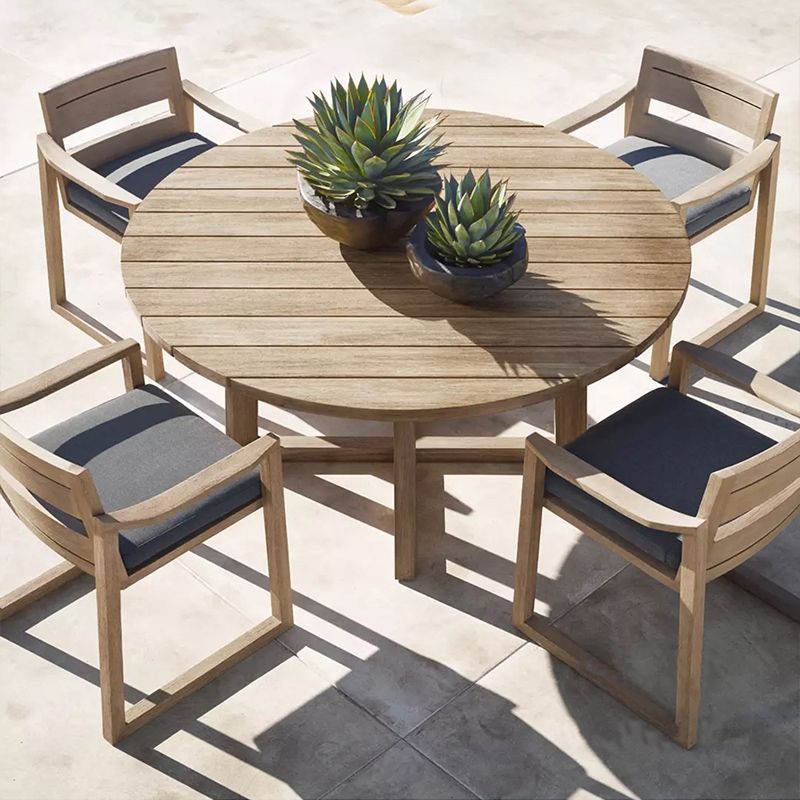 Solid Wood Outdoors Dining Chairs Outdoor Chair with Water Repellent Finish Cushion