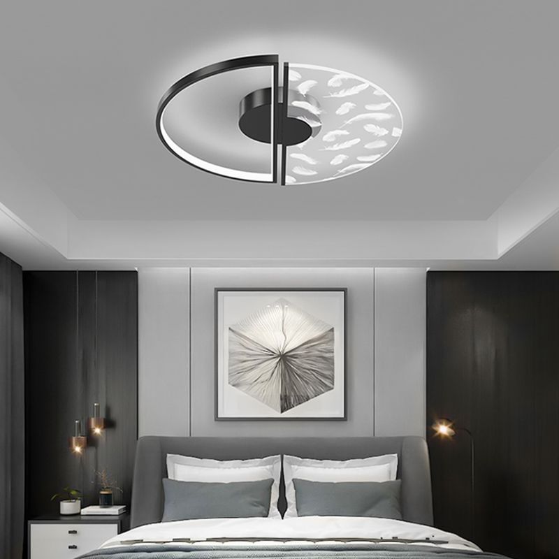 Aluminium Feather LED Flush Mount in Modern Creative Style Iron Ceiling Light with Acrylic Shade