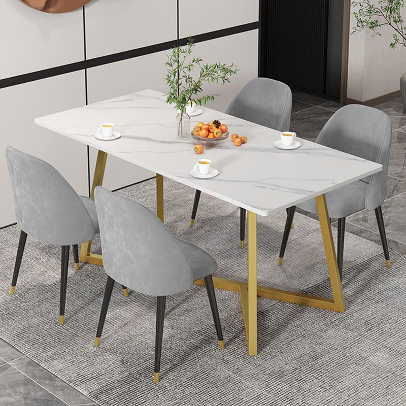 Glam Style 1/2/5 Pieces Dining Table Set Sintered Stone Table and Chair Set