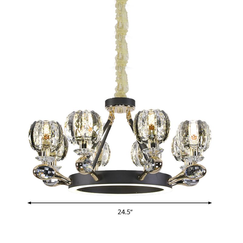 Black Global Global Chandelier Light tradicionalismo 6/8 Cabezas LEAM LED CHRISTAL CHISTAL PARA SALA DE VIVO