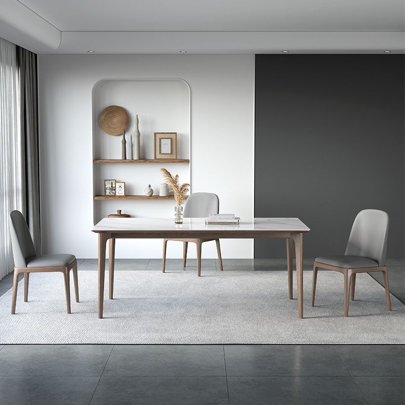 Mid-Century Dining Room Table Rectangle Stone Dinette Table for Dining Room