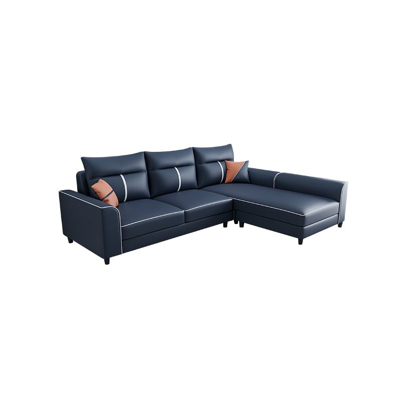 Square Arm Blue Removable Cushions Contemporary Stain-Resistant Sofa