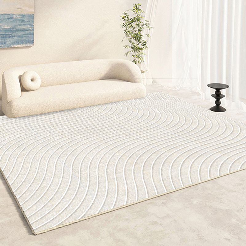 Brown Modern Rug Polyester Stripe Rug Non-Slip Backing Rug for Drawing Room