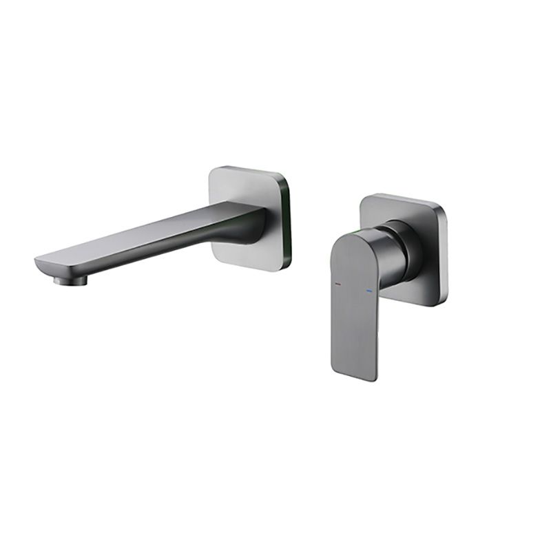 Modern Wall Mounted Bathroom Faucet Lever Handle Low Arc 2 Hole Faucets