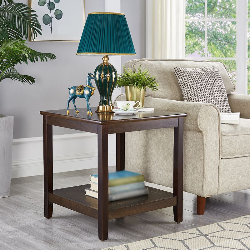 Farmhouse Square Wood End Table Brown/Walunt Sofa Side Table with Storage