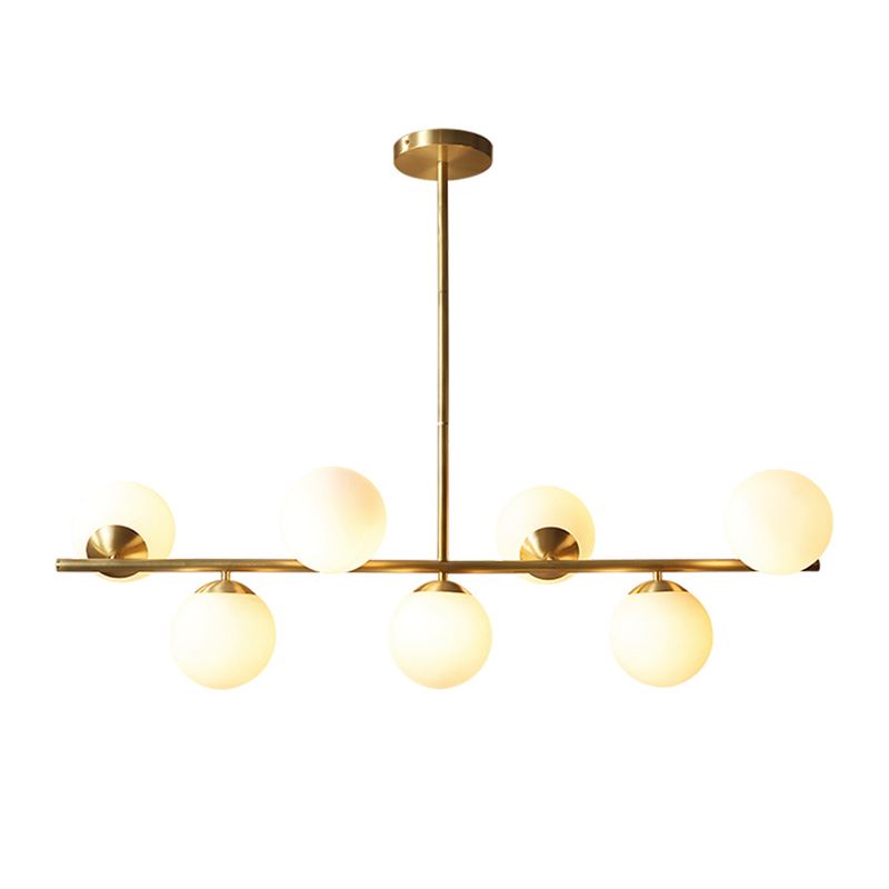 Gold 7-Light Island Light in Modern Creative Style Copper Sputnik Pendant Light with Glass Shade