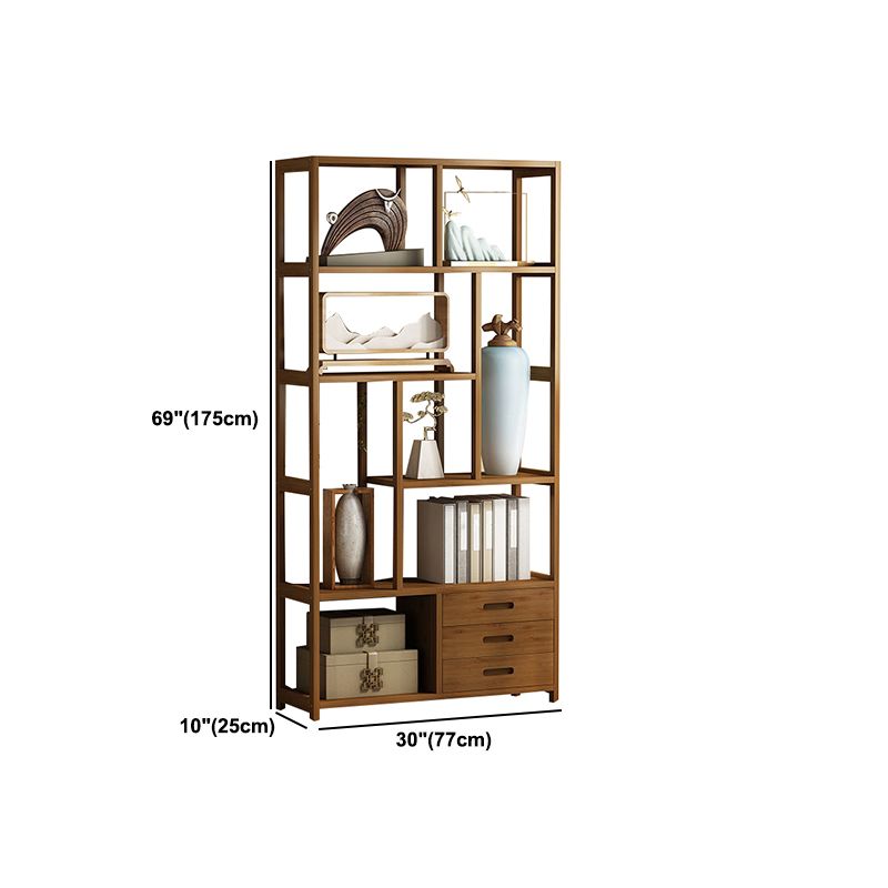 Modern Bamboo Etagere Shelf Bookcase Open Back Vertical Bookshelf for Study Room