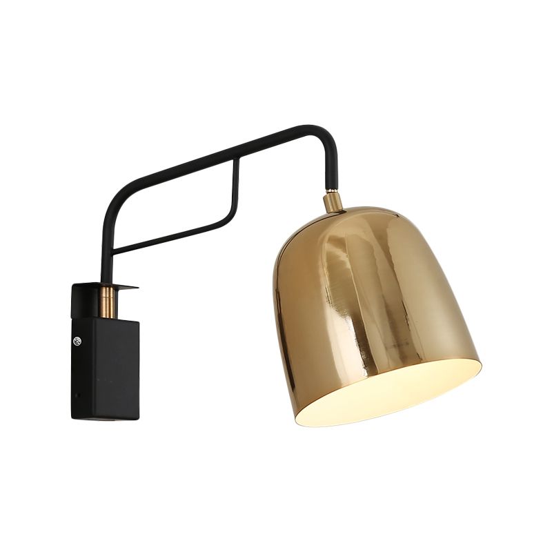 Éclairage d'applications murales de dôme post métal moderne 1 ampoule Black and Gold Mur Mount LAMPE AVEC BALD BRAU