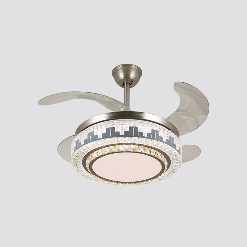 Geschichtete Esszimmer Hängende Lüfterleuchte leichte kristall 19 "breite LED Moderne Semi -Flush Deckenlampe, 4 Klingen