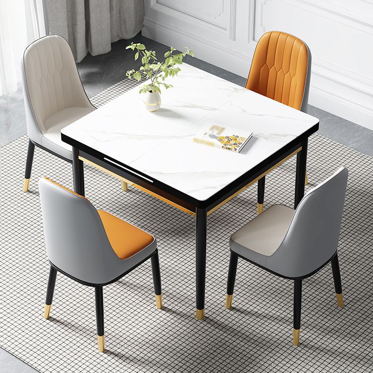 Industrial Style Stone 31.5''Dining Table Square 4 Legs Table for Dining Room