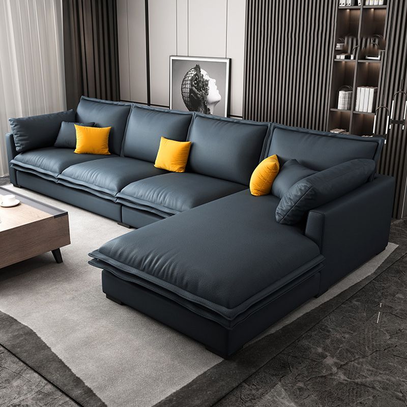 Pillowed Back Cushions Sectionals with Square Arm,127.95" L for Living Room