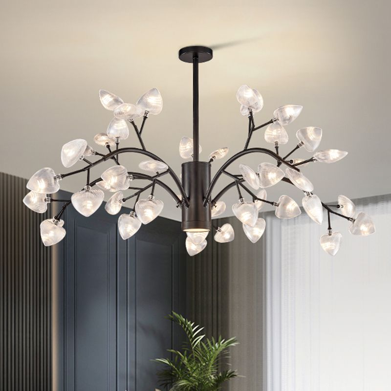 Firefly Design Chandelier Light Clear Acrylic Leaf-shaped Shade Modern Style Lighting Fixture Lamp for Bedroom Aisle Corridor