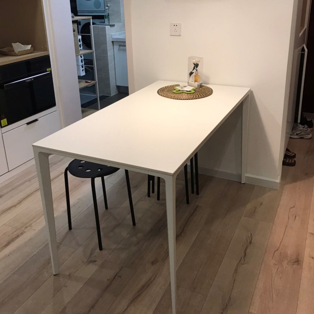 Rectangle Sintered Stone White Dining Table Simplicity 4 Legs Table for Dining Room