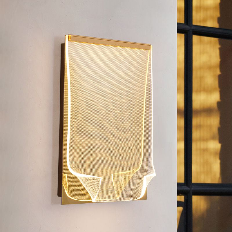 Modern Metal Wall Sconce Book Shape Wall Light with Acrylic Shade for Bedroom