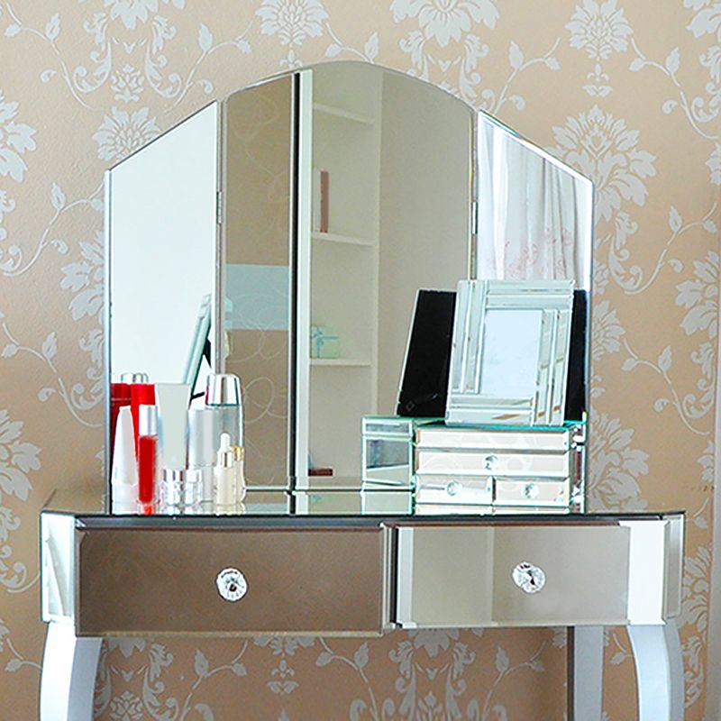 15.74" Wide Vanity Set with Tri-Fold Glass Make-up Vanity with Drawers