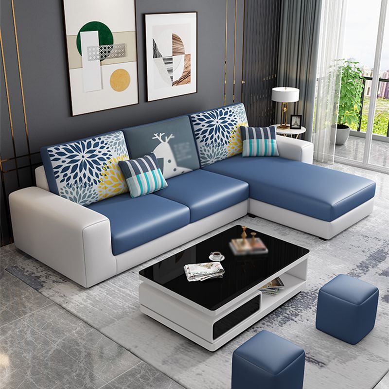 Square Arm Sectionals 27.56"High Removable Cushions Sofa with Ottomans