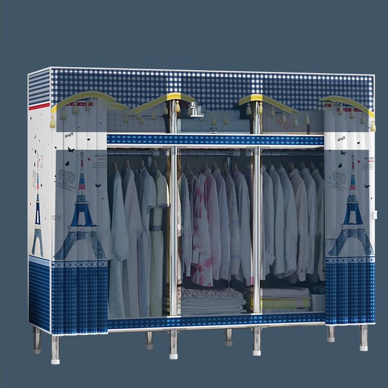 Freestanding Metal Frame Wardrobe Modern Removable Wardrobe with Legs