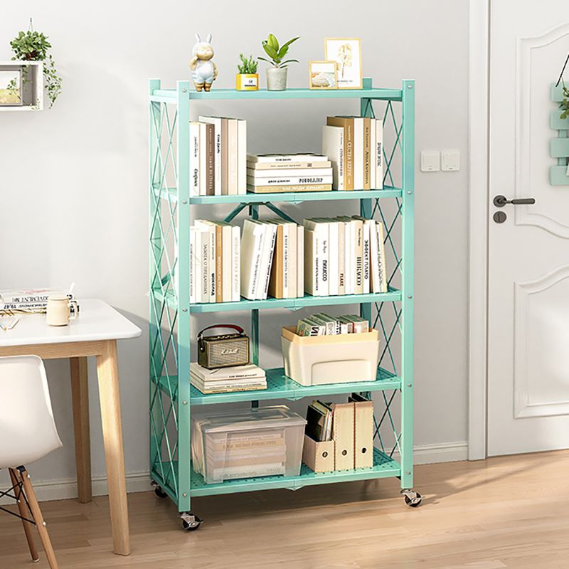 Nordic Foldable Metal Storage Bookshelf Rectangle Movable Open Bookcase