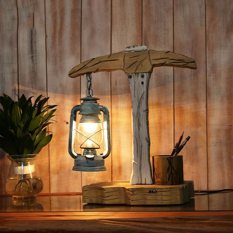 1 table de tête de la tête en forme de hache légère côtière beige en bois de nuit avec un récipient à stylo