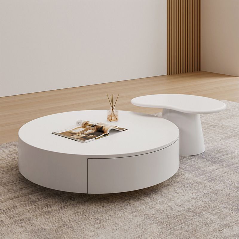 Contemporary Coffee Table White Solid Wood Coffee Cocktail Table