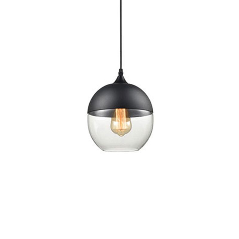 Nordic Glass Geometric Pendant Lamp Single-Bulb Dining Room Hanging Light
