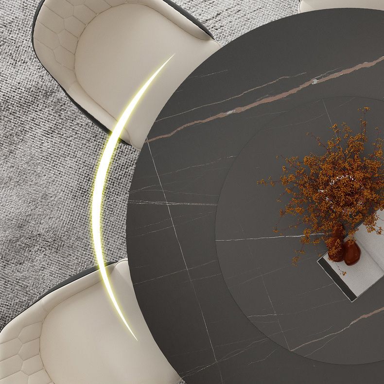 Round Sintered Stone Dining Table Modern Furniture with Double Pedestal for Home