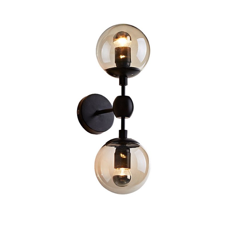 17.7" H Contemporary Simplicity Sconce Light Dual Transparent Glass Globe Design Coffee Shop Wall Mount Light
