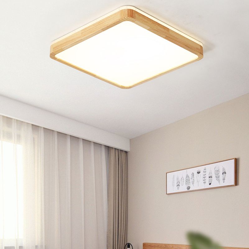 LED Flush Ceiling Light Fixtures with Acrylic Shade Wooden Flush Mount Ceiling Fixture