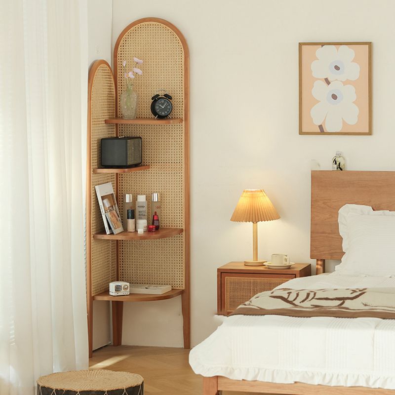 Corner Wooden 4-Tier Shelf Contemporary Bookcase with Shelves